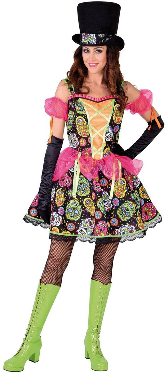 Spaans & Mexicaans Kostuum | Vrolijk Feest Dia De Los Muertos Mexico | Vrouw | Medium | Halloween | Verkleedkleding